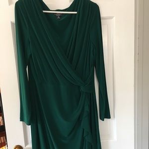 Forest green faux wrap dress. Never worn.